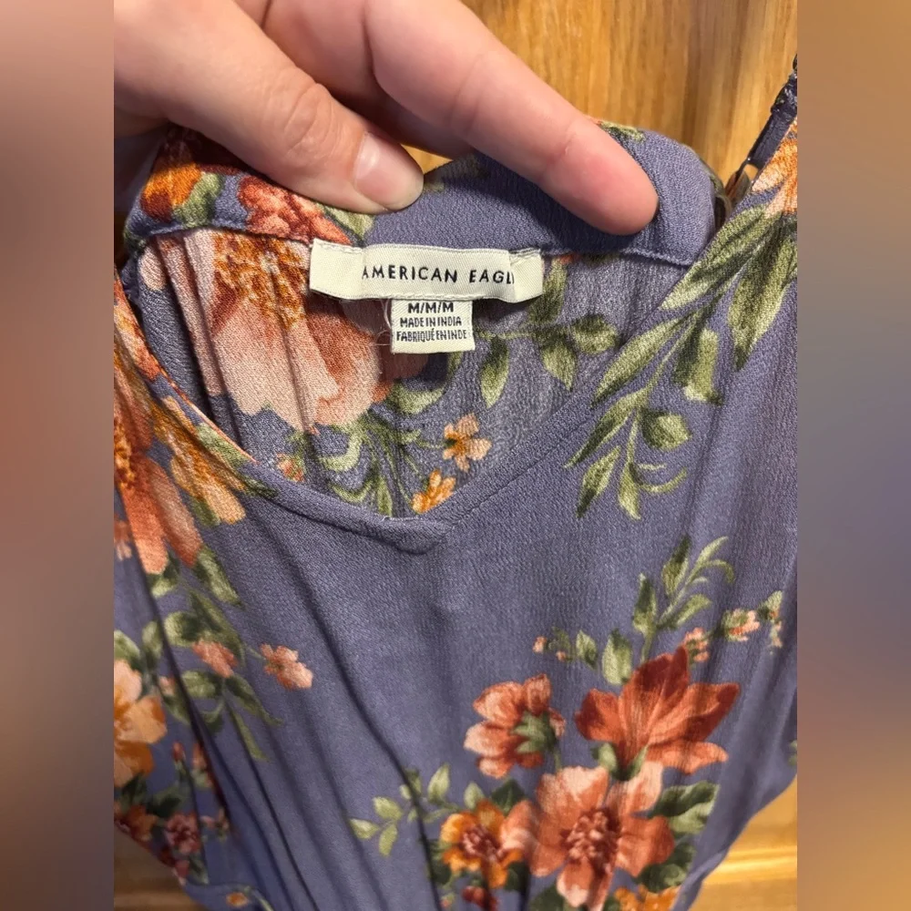 #41 American Eagle Rayon Floral Jumpsuit 17-19.5” PTP, 13-16” waist - Picture 6 of 6